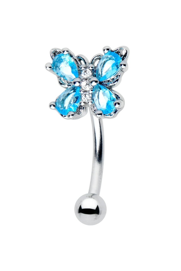 16G 316L Stainless Steel 8mm Eyebrow Jewelry Cartilage Conch Rook Epic Beauty Butterfly Blue Eyebrow Ring 5/16