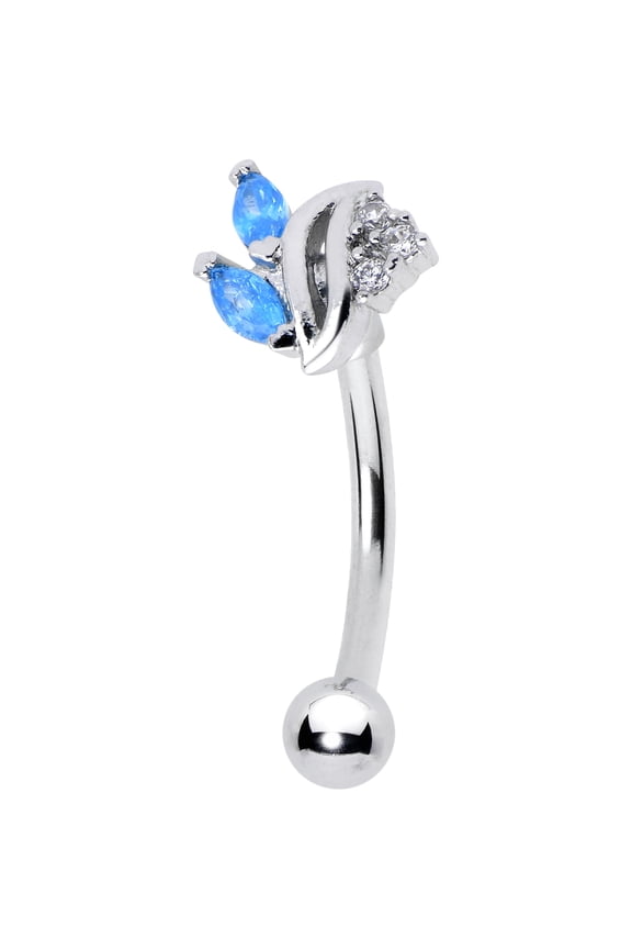 16G 316L Stainless Steel 8mm Eyebrow Jewelry Cartilage Tragus Conch Rook Swirl Fan Blue Eyebrow Ring 5/16