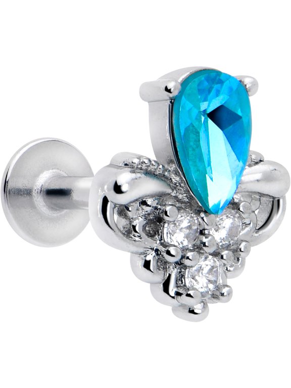 16G 316L Stainless Steel Blue Style Simplicity Labret Monroe Lip Ring Tragus 6mm