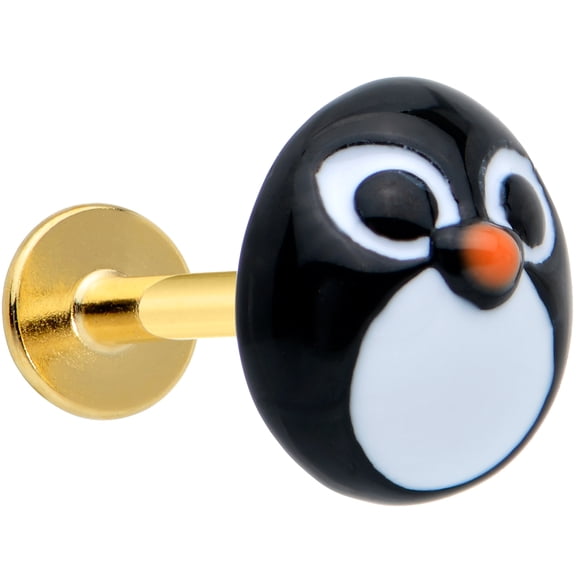 Body Candy 16G 316L Stainless Steel Bright Round Penguin Face Christmas Labret LipRing Tragus 8mm