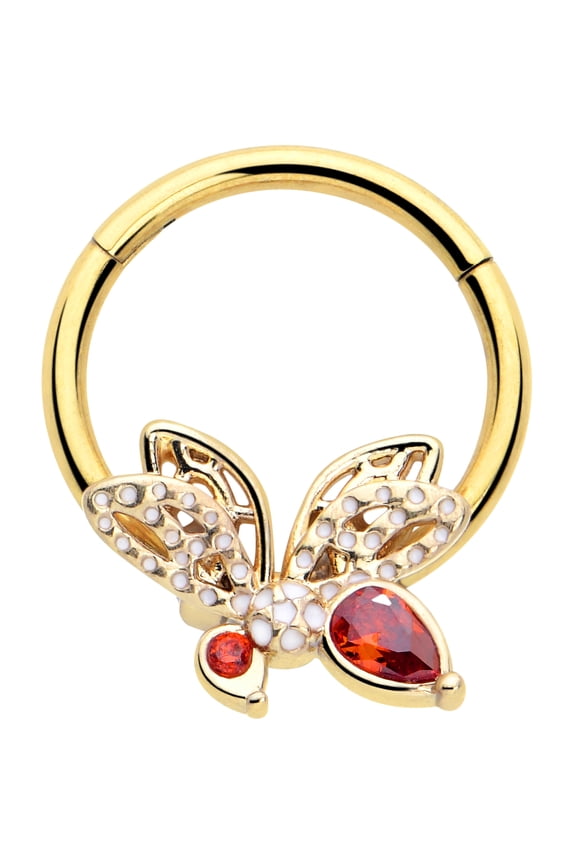 16G 316L Stainless Steel Hinged Segment Ring Seamless Cartilage Nipple Ring Drama Butterfly Nose Hoop 3/8