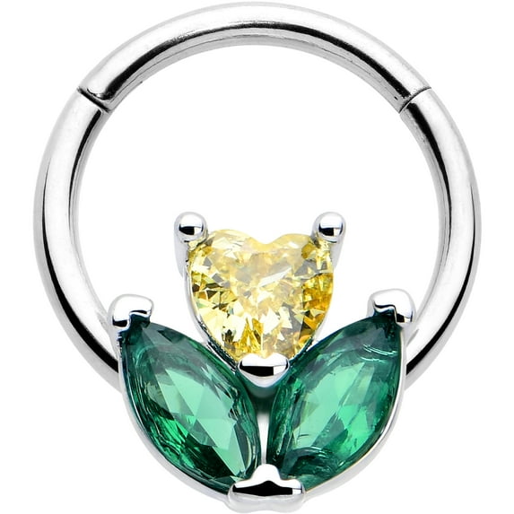 Body Candy 16G 316L Stainless Steel Hinged Segment Ring Seamless Cartilage Nipple Ring Yellow Love Flower Nose Hoop 5/16