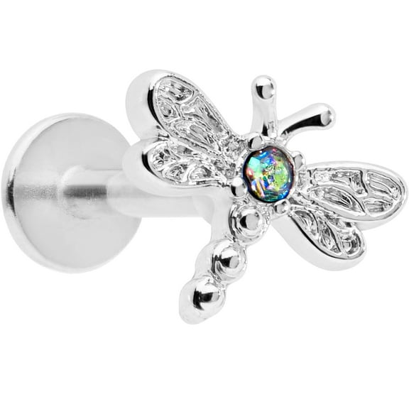 Body Candy 16G 316L Stainless Steel Ornate Dragonfly Aurora Labret LipRing Tragus 8mm