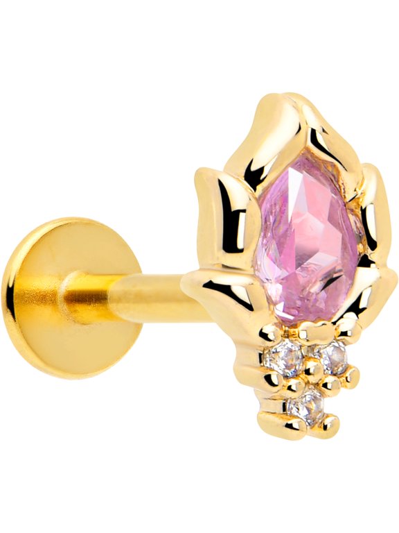 16G 316L Stainless Steel Pink Style Fire Labret Monroe Lip Ring Tragus 8mm