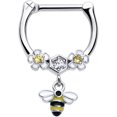 thumbnail image 1 of Body Candy 16G 316L Stainless Steel Septum Jewelry Flower Bee Dangle Conch Tragus Cartilage Clicker 8mm, 1 of 4