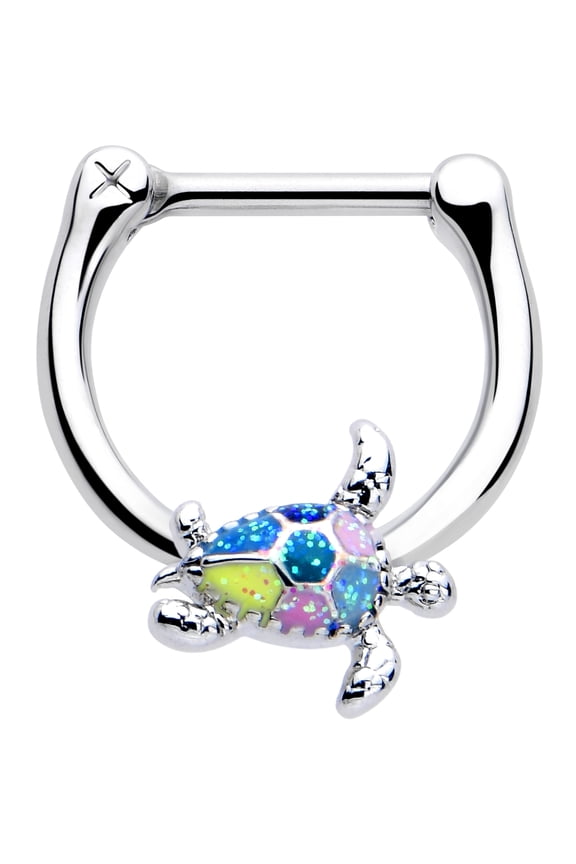 16G 316L Stainless Steel Septum Jewelry Glitter Turtle Sea Turtle Conch Tragus Cartilage Clicker 8mm