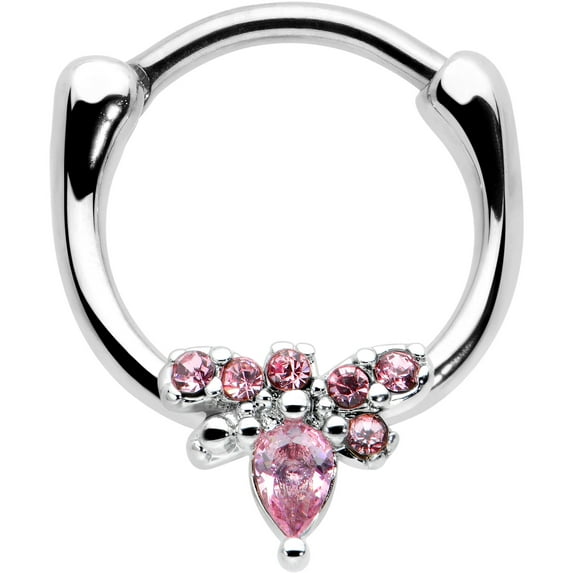 Body Candy 16G 316L Stainless Steel Septum Jewelry Pink Bee Glamour Daith Tragus Cartilage Clicker 8mm