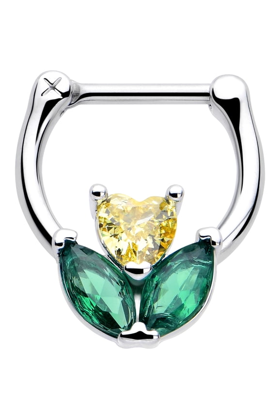 16G 316L Stainless Steel Septum Jewelry Yellow Love Flower Conch Tragus Cartilage Clicker 8mm