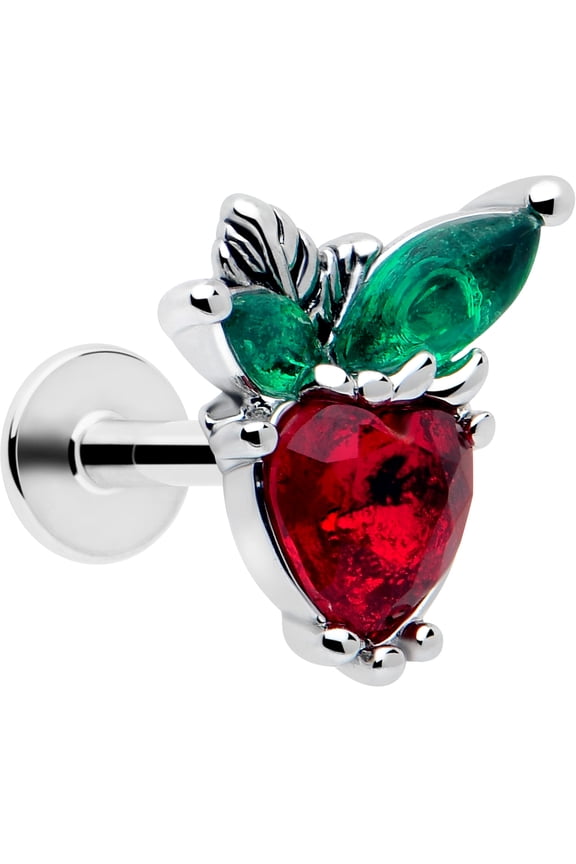 16G 316L Stainless Steel Strawberry Heart Labret Monroe Lip Ring Tragus 6mm