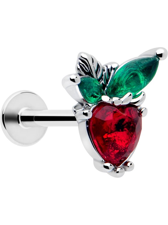 16G 316L Stainless Steel Strawberry Heart Labret Monroe Lip Ring Tragus 8mm