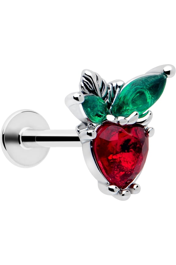16G 316L Stainless Steel Strawberry Heart Labret Monroe Lip Ring Tragus 8mm