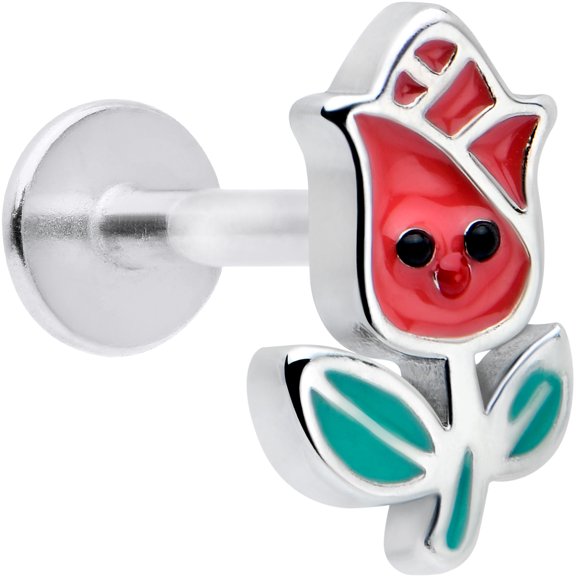 Body Candy 16G 316L Stainless Steel Sweet Happy Rose Flower Kawaii Labret LipRing Tragus 8mm