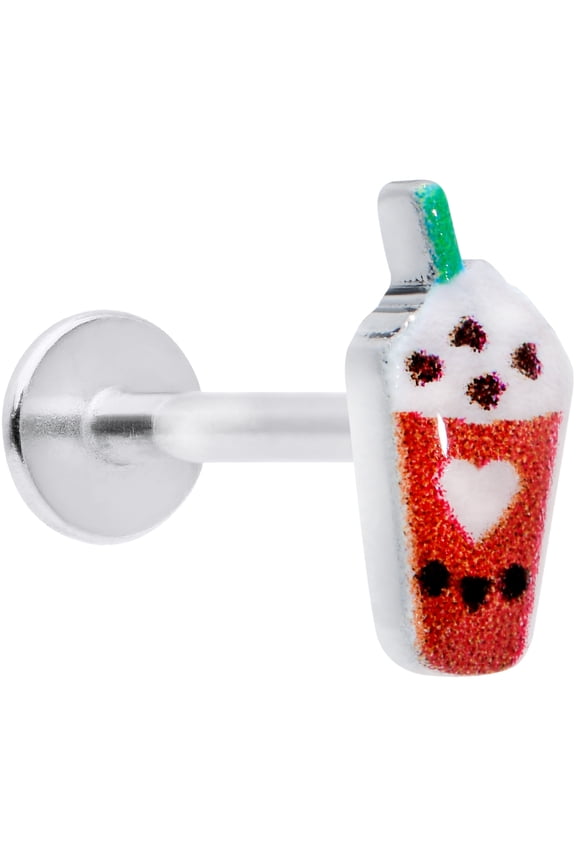 16G 316L Stainless Steel Sweet Pumpkin Frappe Autumn Labret LipRing Tragus 8mm