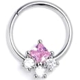 thumbnail image 1 of Body Candy 16G 316L Steel Hinged Segment Ring Seamless Cartilage Nipple Ring Rhombus Riot Nose Hoop 3/8", 1 of 4