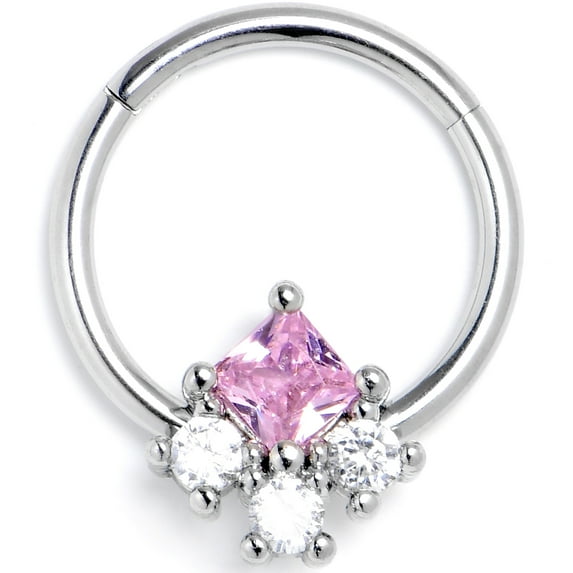 Body Candy 16G 316L Steel Hinged Segment Ring Seamless Cartilage Nipple Ring Rhombus Riot Nose Hoop 3/8"