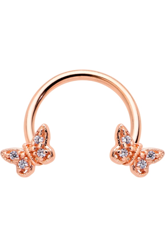 16G 316L Steel Horseshoe Circular Barbell Earring Regal Butterfly Cartilage Septum Ring 3/8
