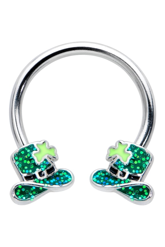 16G 316L Steel Horseshoe Top Hat Shamrock Circular Barbell Curved Barbell Earring Cartilage Septum Ring 3/8