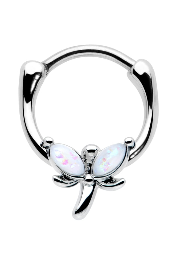16G 316L Steel Septum Jewelry Simple Style Dragonfly White Orb Daith Tragus Cartilage Clicker 8mm