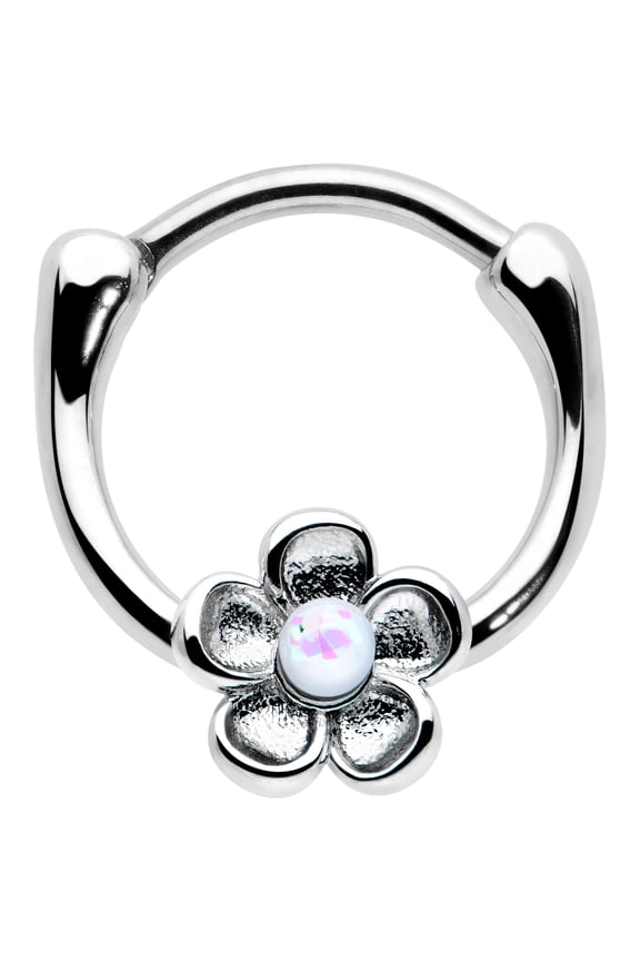 16G 316L Steel Septum Jewelry White Orb Sweetheart Flower Daith Tragus Cartilage Clicker 8mm