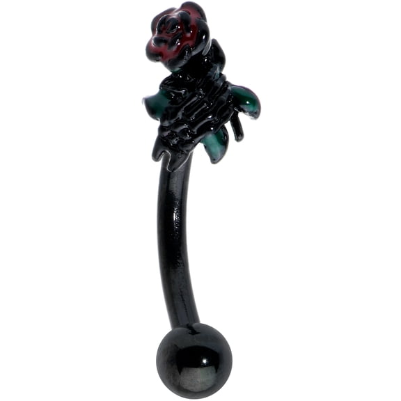Body Candy 16G Black PVD Steel Eyebrow Cartilage Tragus Daith Conch Rook Skeleton Flower Eyebrow Ring 5/16