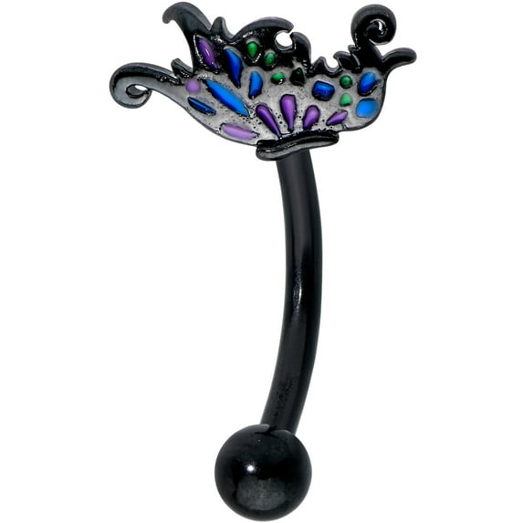 Body Candy 16G Black PVD Steel Eyebrow Jewelry Cartilage Tragus Daith Conch Rook Fairy Wings Eyebrow 5/16