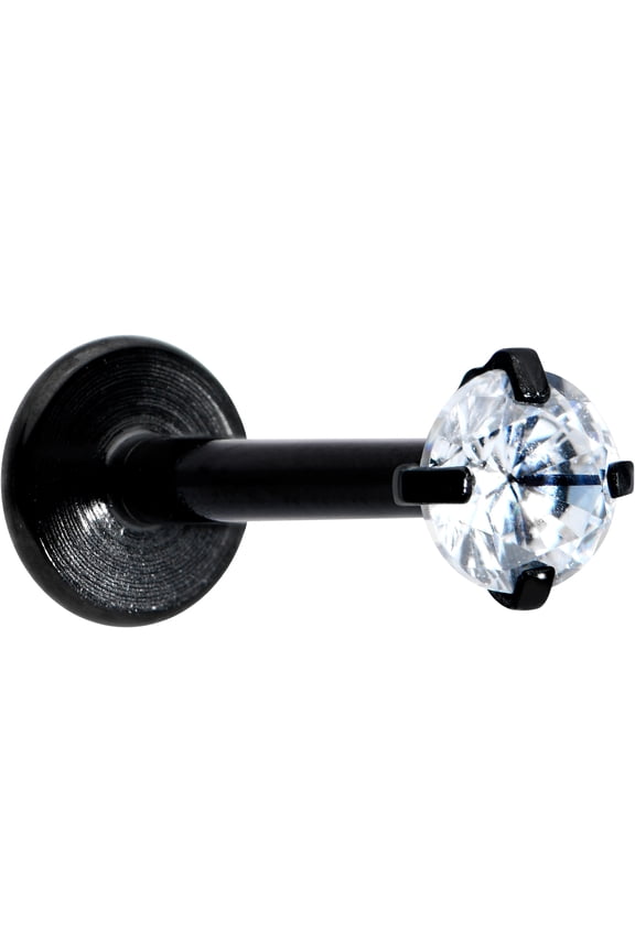 16G Black Surgical Steel Clear Internal Thread Labret Top Ear Cartilage Tragus Piercing Jewelry 5/16