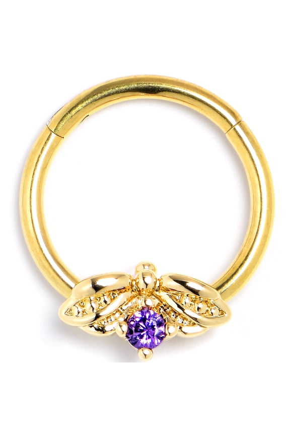 16G Bright Steel Hinged Segment Ring Seamless Cartilage Nipple Ring Beauty Bug Nose Hoop 3/8"