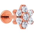 thumbnail image 1 of Body Candy 16G PVD G23 Titanium Rosy Clear Flower Internal Thread Labret Monroe Lip Tragus Cartilage Stud 1/4, 1 of 3