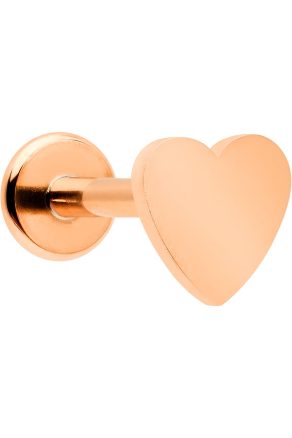 16G PVD Stainless Steel Rosy Heart Internal Thread Labret Top Ear Cartilage Tragus Piercing 5/16