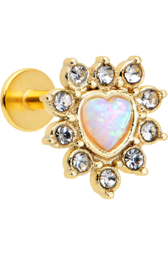 16G PVD Stainless Steel White Heart Labret Monroe Top Ear Cartilage Tragus Piercing Jewelry 5/16