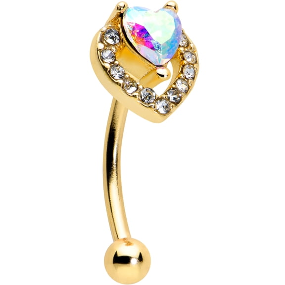 Body Candy 16G PVD Steel Eyebrow Jewelry Cartilage Tragus Conch Rook Aurora Double Heart Eyebrow Ring 5/16