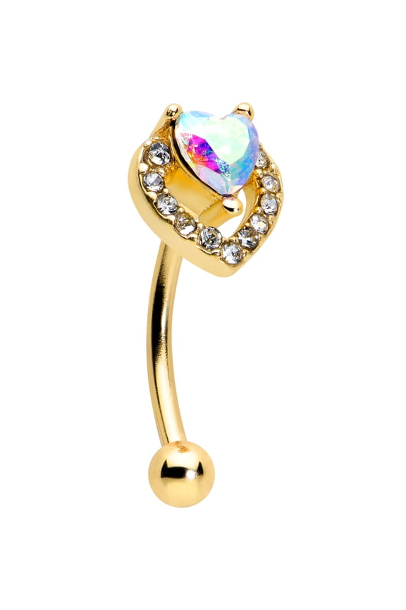 16G PVD Steel Eyebrow Jewelry Cartilage Tragus Conch Rook Aurora Double Heart Eyebrow Ring 5/16