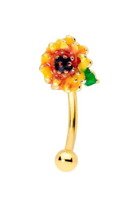 16G PVD Steel Eyebrow Jewelry Cartilage Tragus Daith Conch Rook Sunflower Eyebrow Ring 5/16