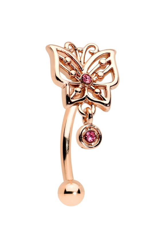 16G PVD Steel Eyebrow Piercing Jewelry Cartilage Tragus Butterfly Dangle Eyebrow Ring 5/16