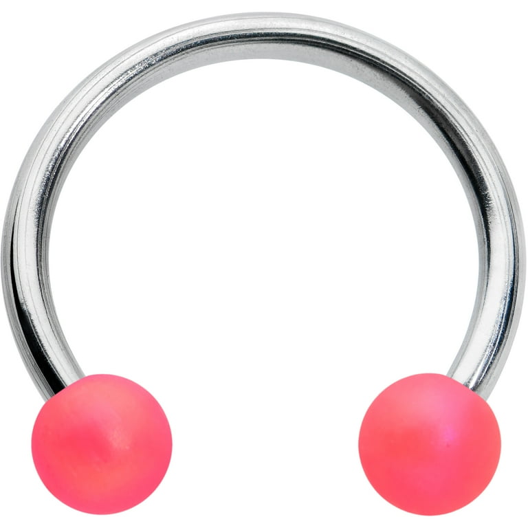 Matte Pink Acrylic Balls Surgical Steel Horseshoe Matte Pink Acrylic Balls Surgical Steel Horseshoe