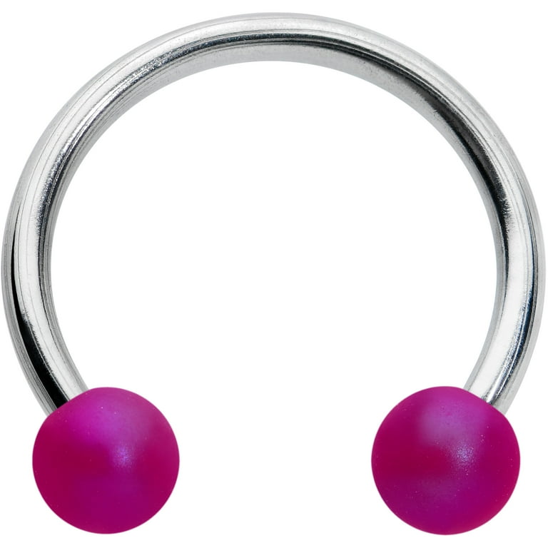 Matte Purple Acrylic Balls Surgical Steel Horseshoe Matte Purple Acrylic Balls Surgical Steel Horseshoe