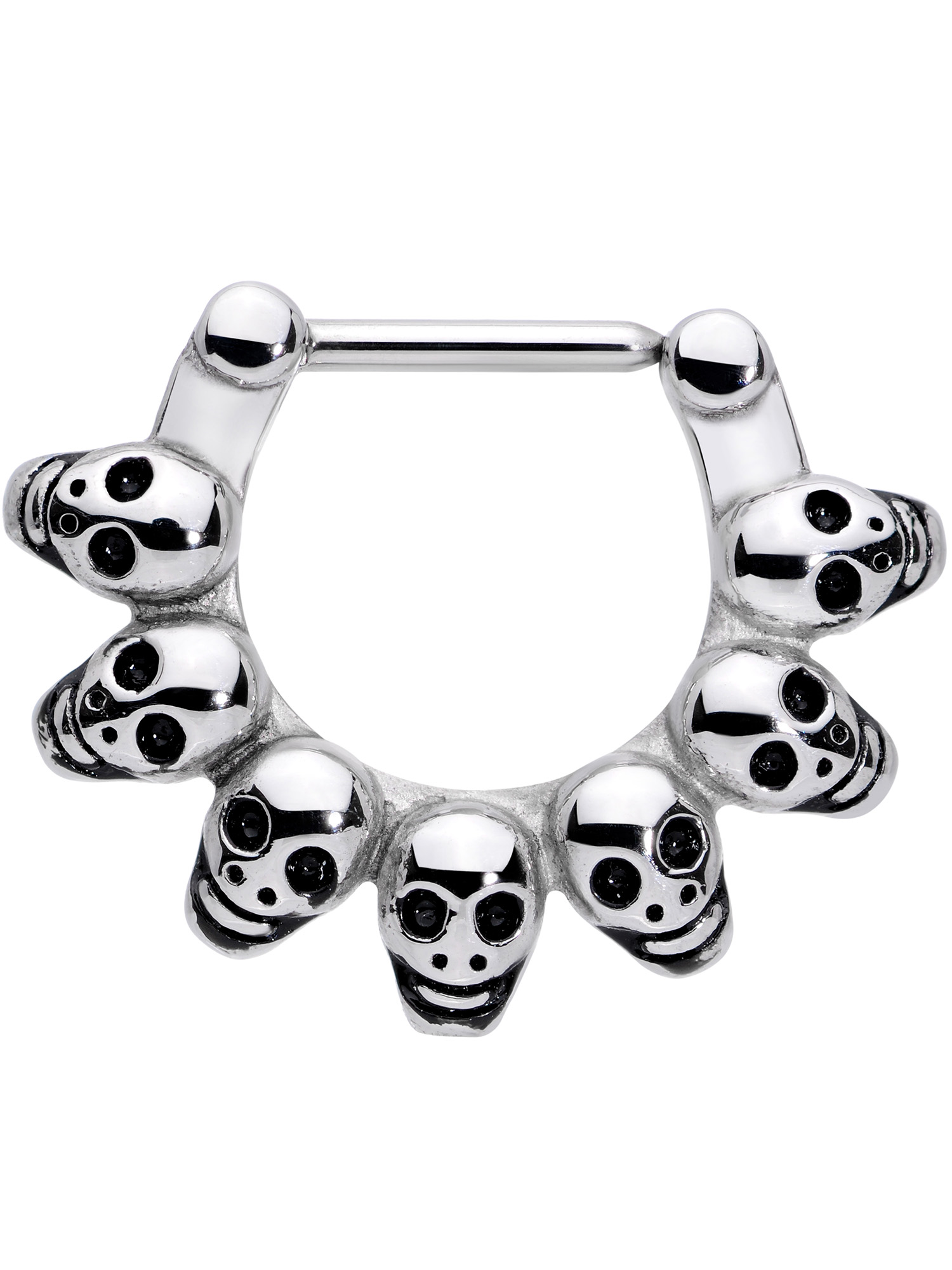 Body Candy 16G Stainless Steel Septum Jewelry Wreath of Skulls