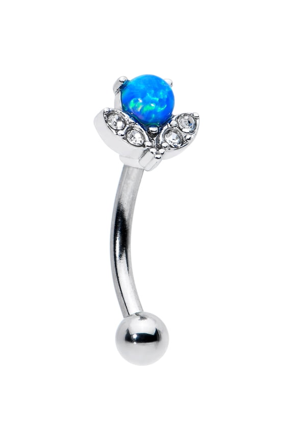 16G Steel 8mm Eyebrow Jewelry Cartilage Tragus Conch Rook Blue Orb Floral Eyebrow Ring 5/16