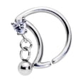 thumbnail image 1 of Body Candy 16G Steel Clear Accent Crescent Moon Heart Dangle Closure Ring Daith Helix Tragus Rook 3/8", 1 of 2