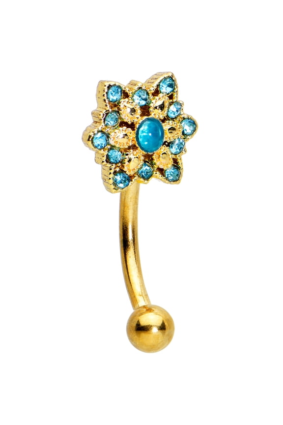 16G Steel Eyebrow Jewelry Cartilage Tragus Daith Conch Rook Blue Snowflake Eyebrow Ring 5/16