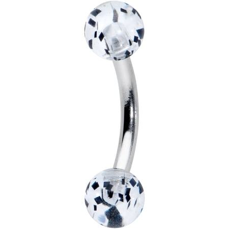 Body Candy 16G Steel Eyebrow Jewelry Cartilage Tragus Daith Rook Clear Black Gitter Ends Eyebrow Ring 5/16