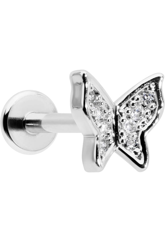 16G Surgical Steel Clear Butterfly Internal Thread Labret Top Ear Cartilage Tragus Piercing 5/16