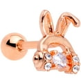 thumbnail image 1 of Body Candy 16G Women PVD Steel Rosy Clear Accent Bunny Headphone Cartilage Earring Helix Tragus Jewelry 1/4", 1 of 1
