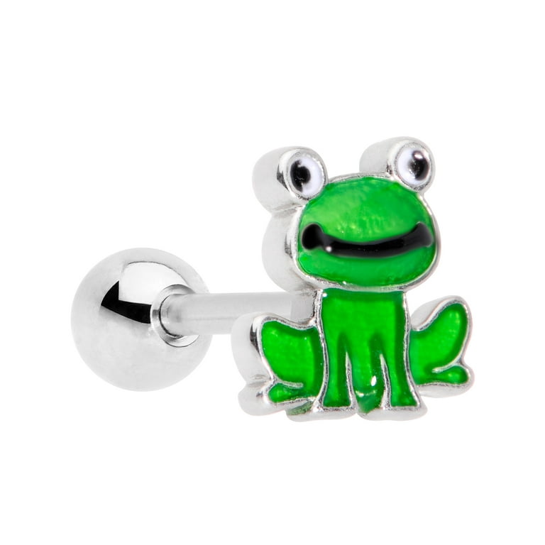 Body Candy 16G Womens 316L Stainless Steel Hop Green Frog