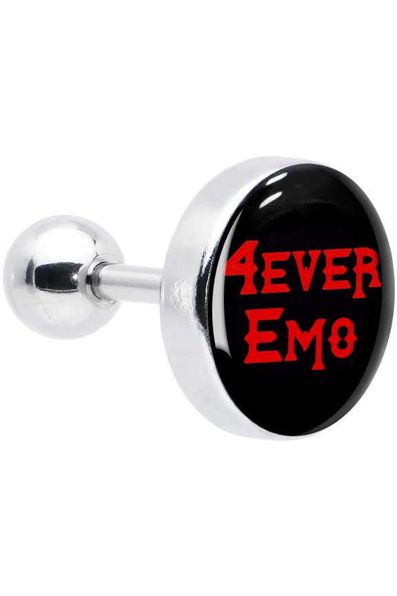 16G Womens 6mm 316L Stainless Steel Black Red 4 Ever Emo Mens Cartilage Earring Helix Tragus Jewelry 1/4"