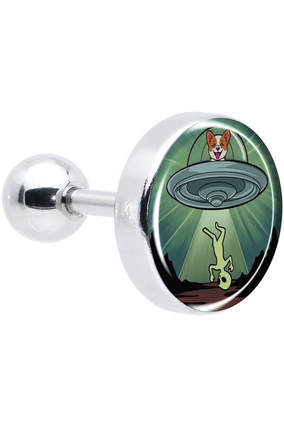 16G Womens 6mm 316L Stainless Steel Reverse Alien UFO Abduction Mens Cartilage Earring Helix Tragus Jewelry 1/4"