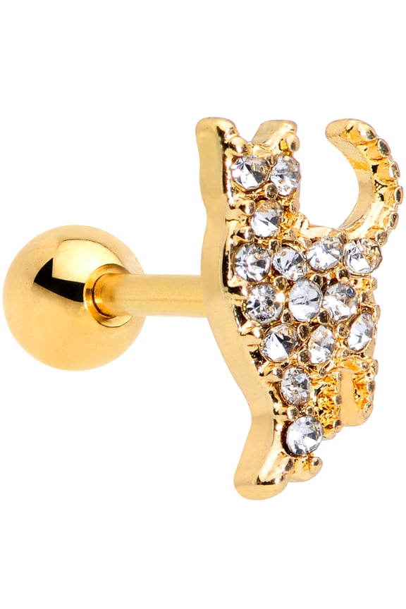 16G Womens 6mm Anodized Steel Clear Accent Cat Cartilage Earring Helix Tragus Jewelry 1/4"