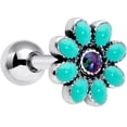 thumbnail image 1 of Body Candy 16G Womens 6mm Stainless Steel Flower Teal Petals Helix Jewelry 1/4, 1 of 7