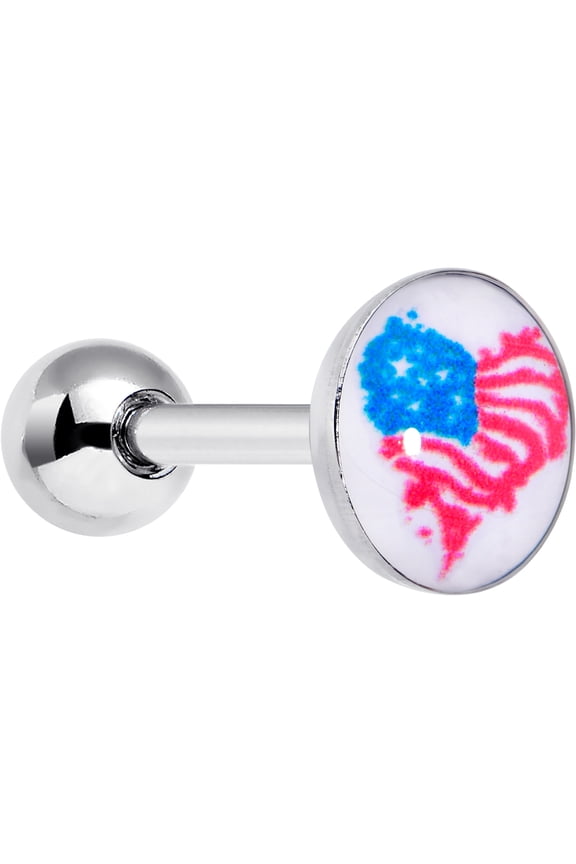 16G Womens 6mm Surgical Steel Heart Flag Patriotic Mens Cartilage Earring Helix Tragus Jewelry 1/4"