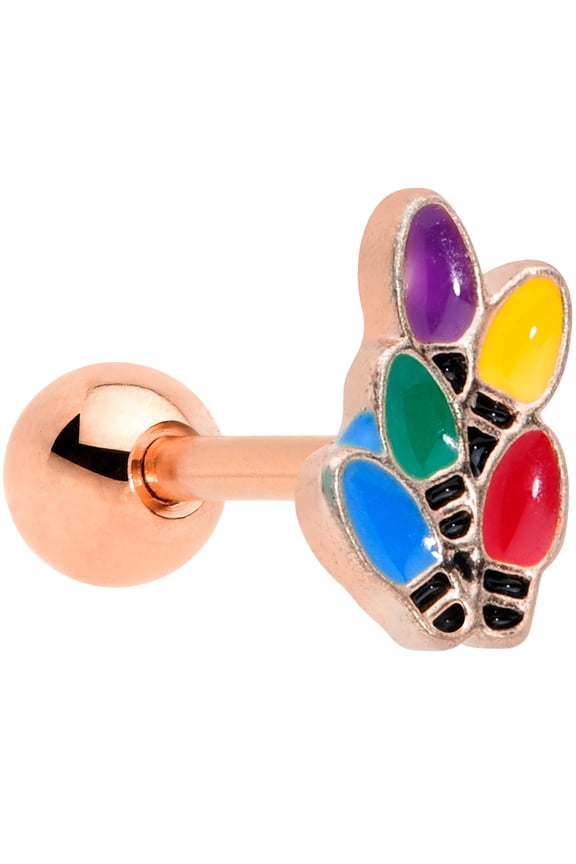 16G Womens Anodized Steel Rosy Holiday Lights Cartilage Earring Helix Tragus Jewelry 1/4"